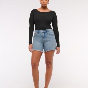 New Abercrombie & Fitch Curve Love The Dad Shorts High Rise Jean Shorts